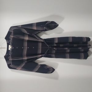Women's Loft Navy Plaid Dress Size Large Petite